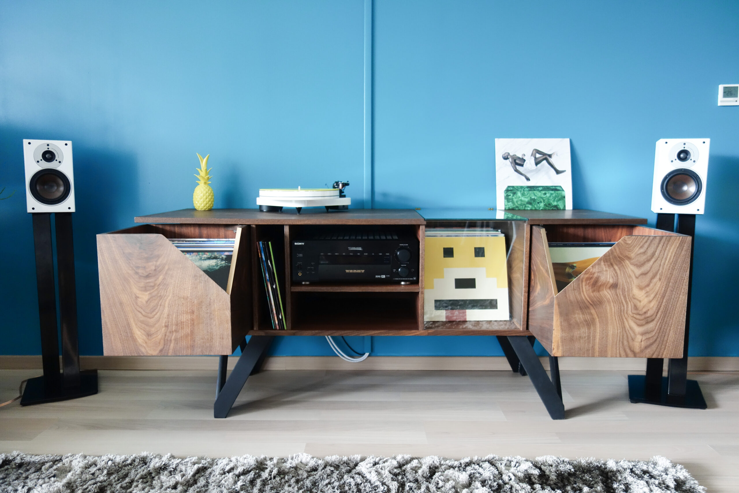 meuble à vinyl en bois massif