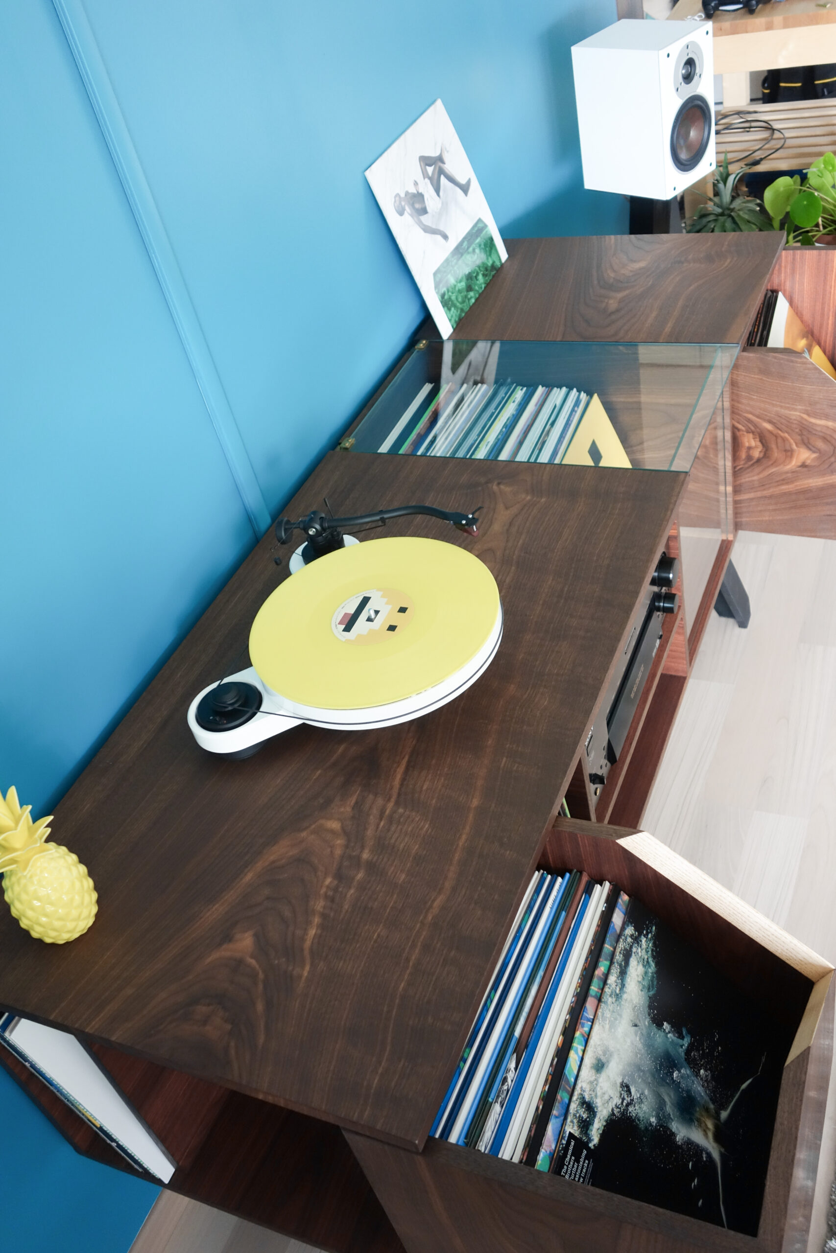 meuble à vinyl en bois massif